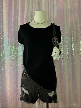 Liz Lange Basic Black Ribbed Silk Blend Maternity Tee Shirt (S) ★彡